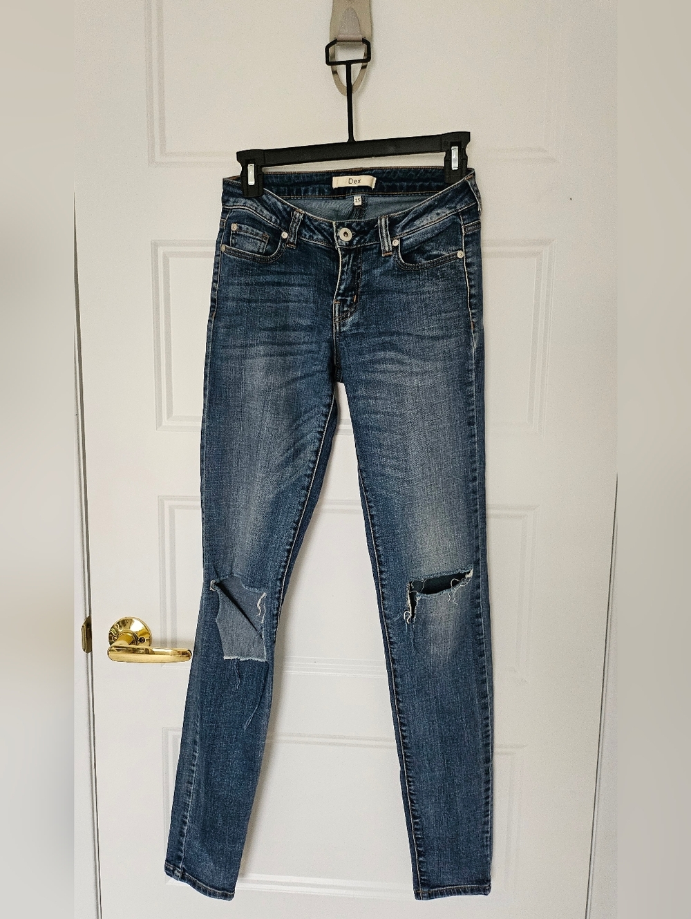 Dex Medium Wash Skinny Jeans with Knee Rips